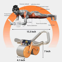 GLOUE Fitness Wheel,Ab Roller Wheel with Knee Mat, Automatic Rebound Abdominal Wheel-Core Strength Trainer, Ab Workout Equipment,Abdominal Exercise Roller for Home Gym.