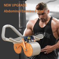 GLOUE Ab Roller Wheel ,Fitness Wheel with Knee Mat, Automatic Rebound Abdominal Wheel-Core Strength Trainer, Ab Workout Equipment,Abdominal Exercise Roller for Home Gym.