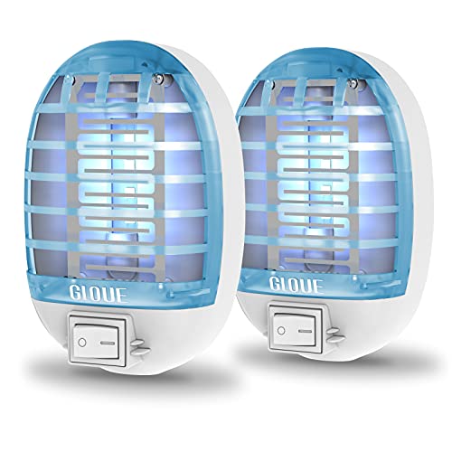 GLOUE Indoor Bug Zapper, Mosquito Killer Electronic Insect Killer Fly Trap, Mosquito Zapper with Blue Lights for Home, Kitchen, Bedroom, Baby Room, Office (2 Packs)